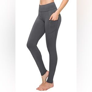 Satina Tummy Control Leggings One Size Gray Pockets High Waist Athletic New